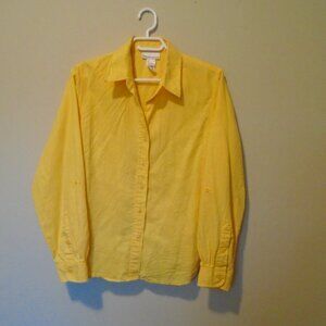 JONES NEW YORK SPORT WOMANS SHIRT SIZE L LINEN/COTTEN BLEND YELLOW